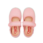 Cotton ballet flats with blue velcro