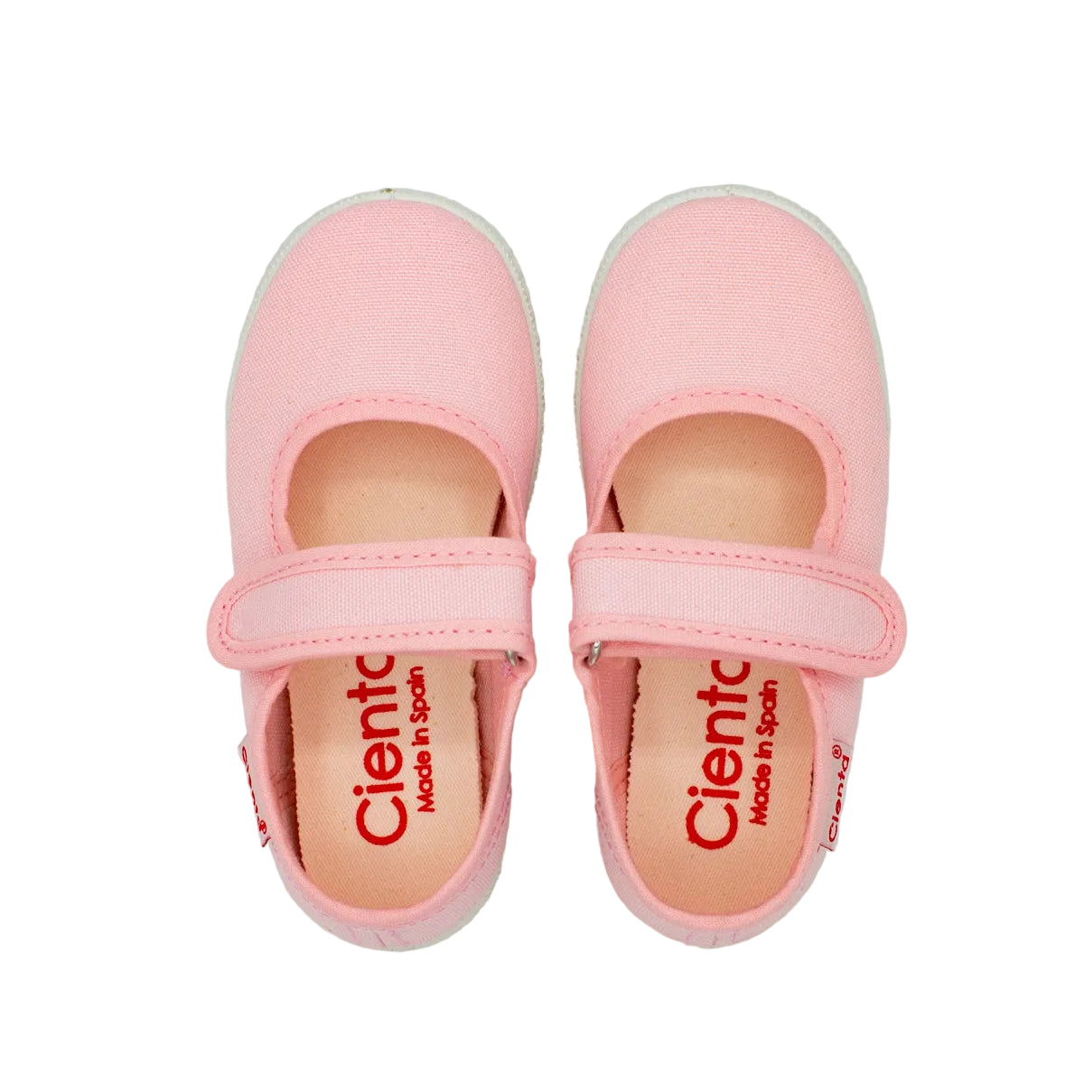 Cotton ballet flats with blue velcro