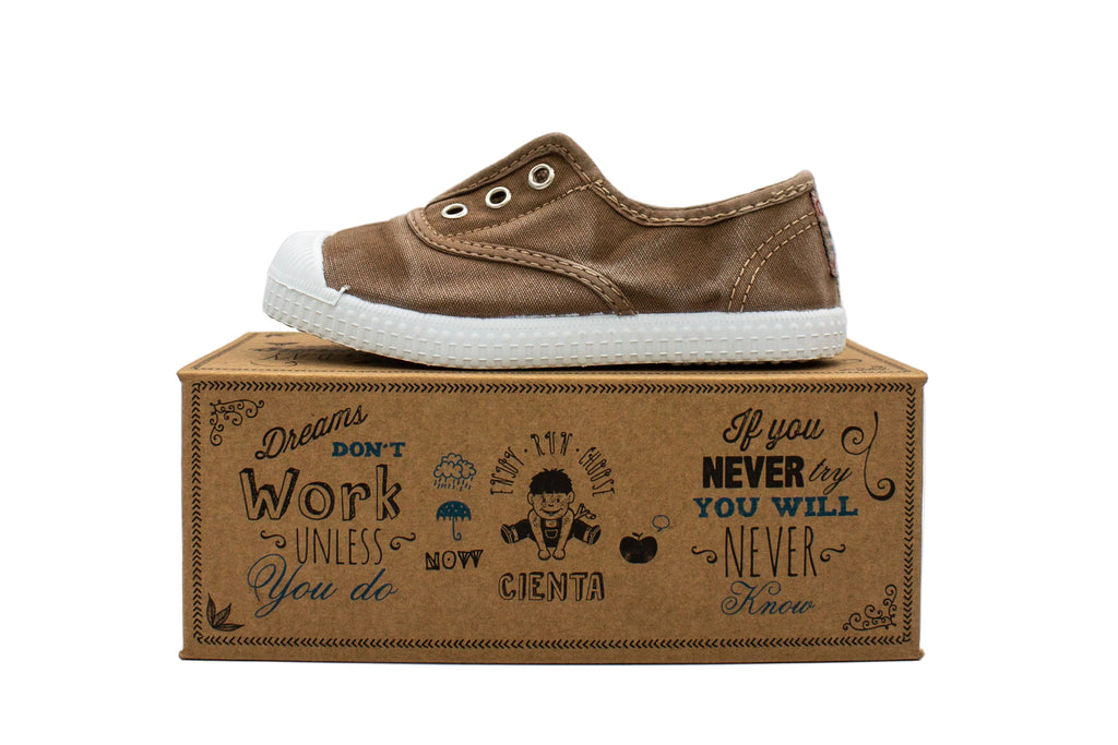 Sneakers slip-on in cotone da bambino beige