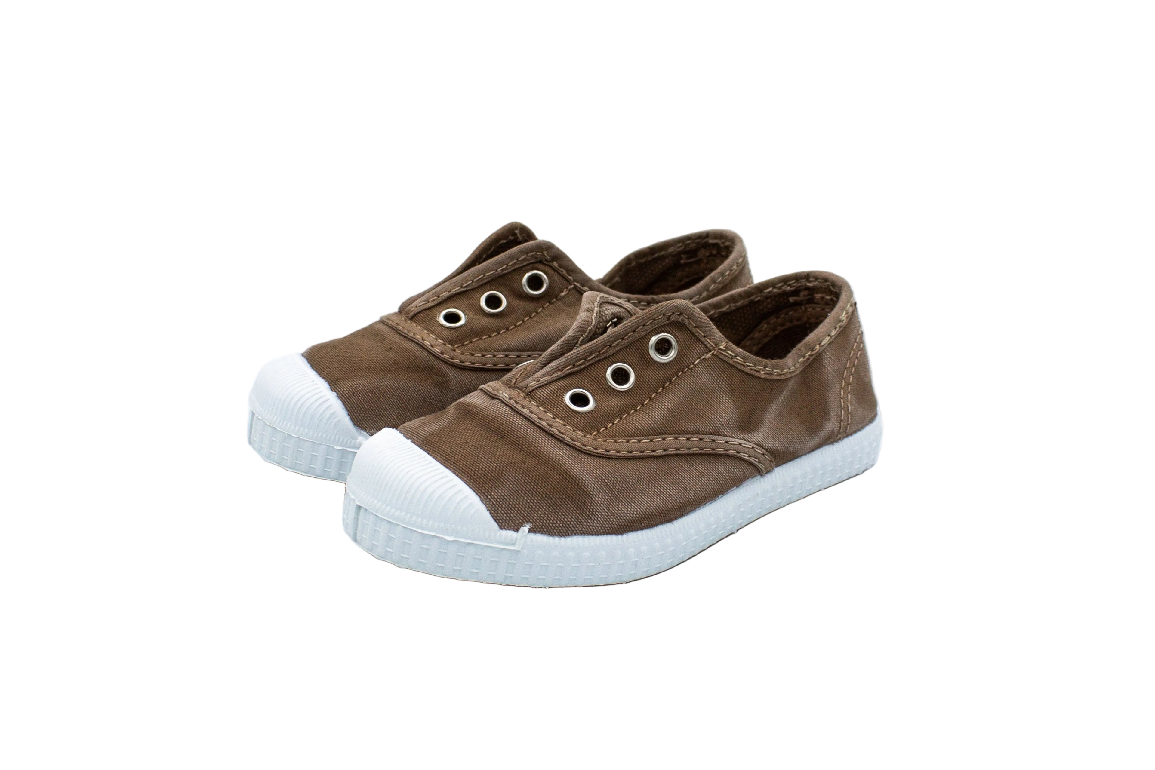 Sneakers slip-on in cotone da bambino beige