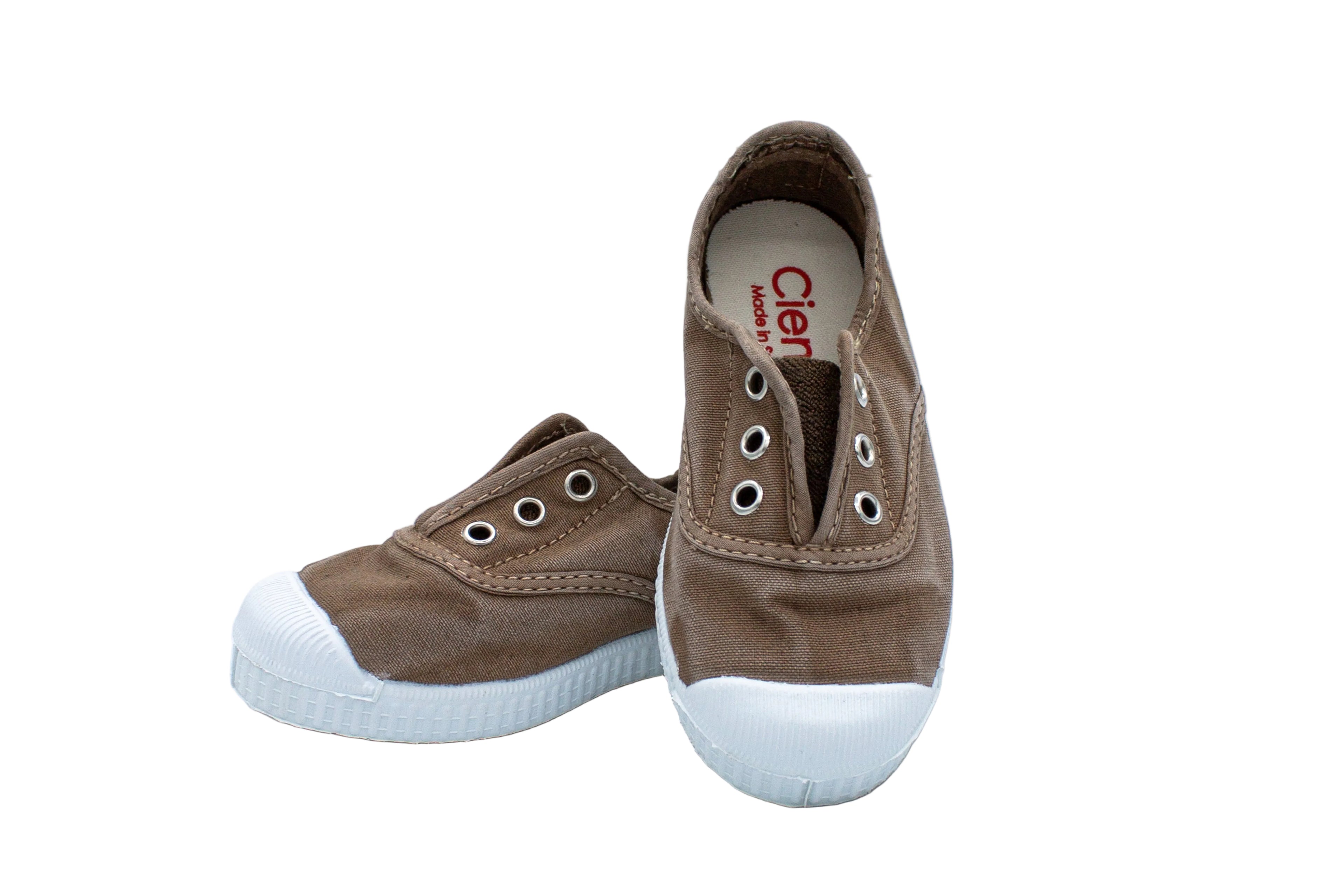 Sneakers slip-on in cotone da bambino beige