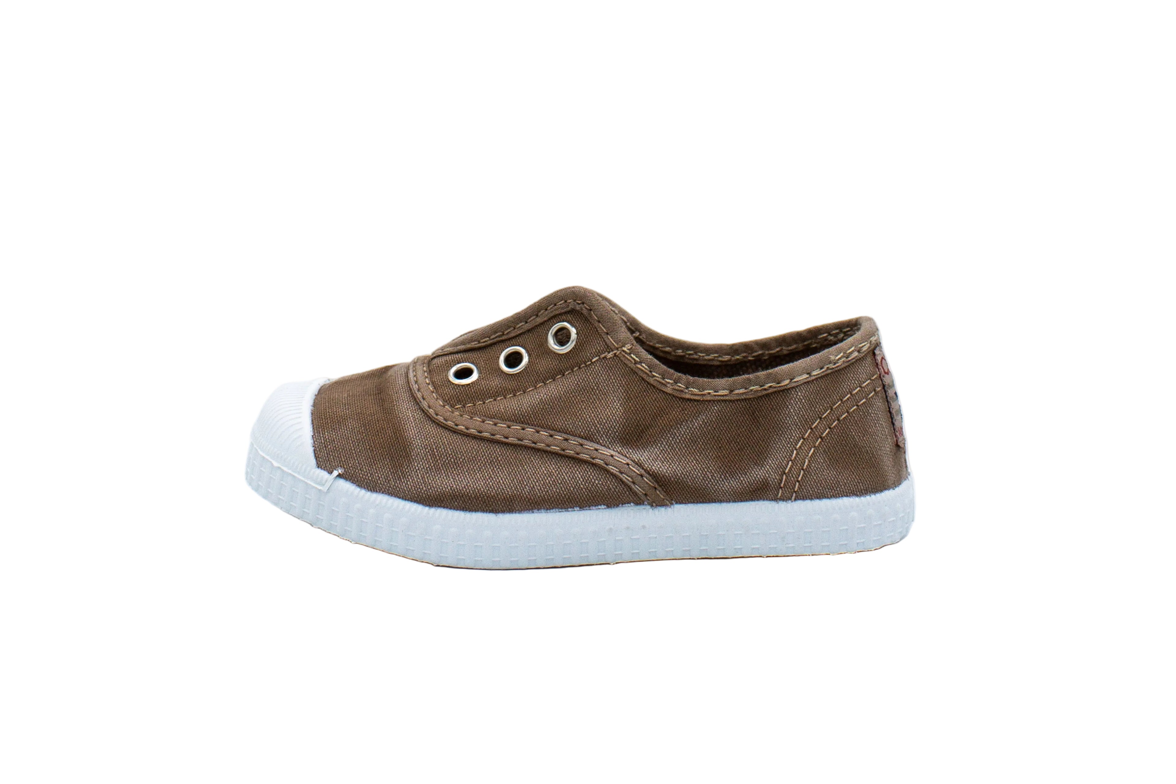 Sneakers slip-on in cotone da bambino beige