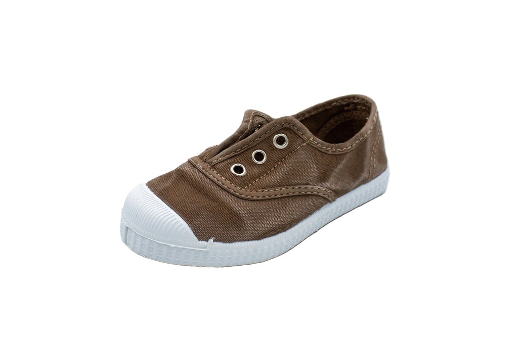 Sneakers slip-on in cotone da bambino beige