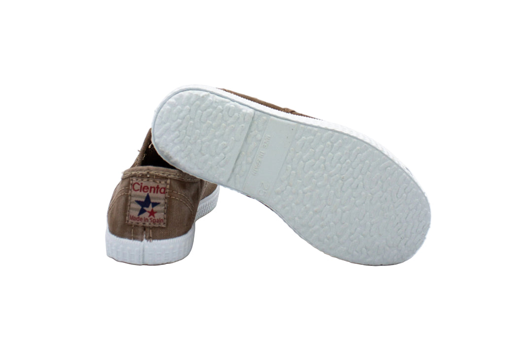 Sneakers slip-on in cotone da bambino beige
