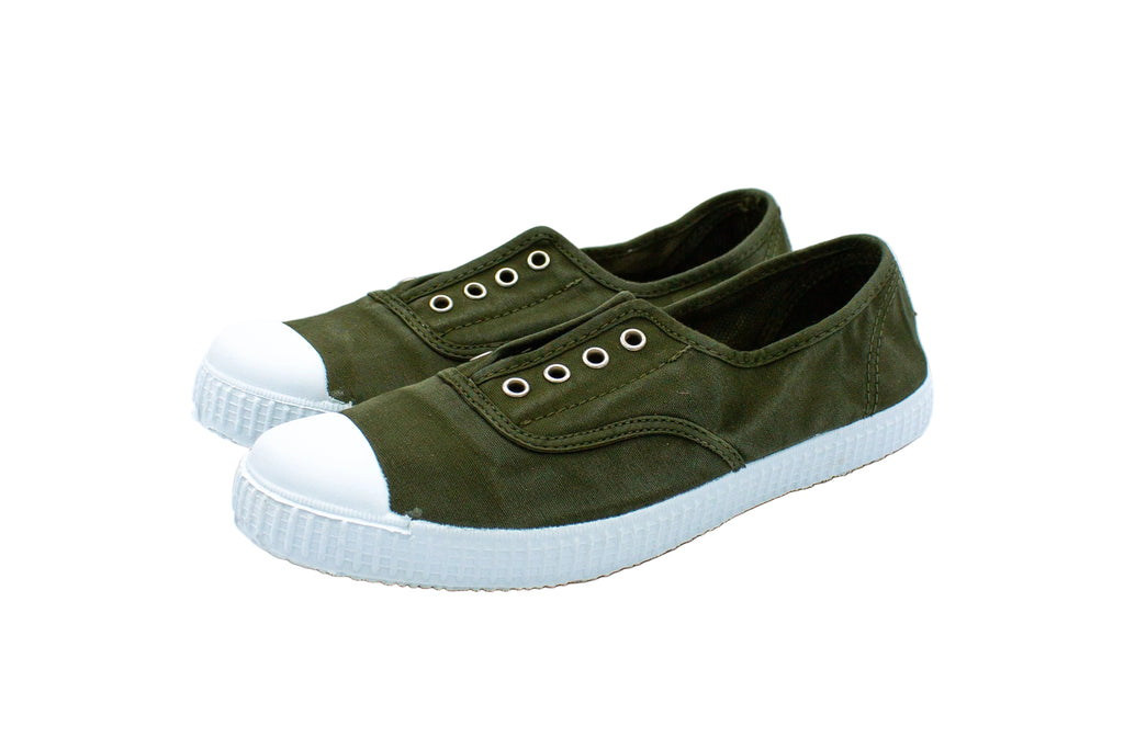 Cotton slip-on sneakers in khaki