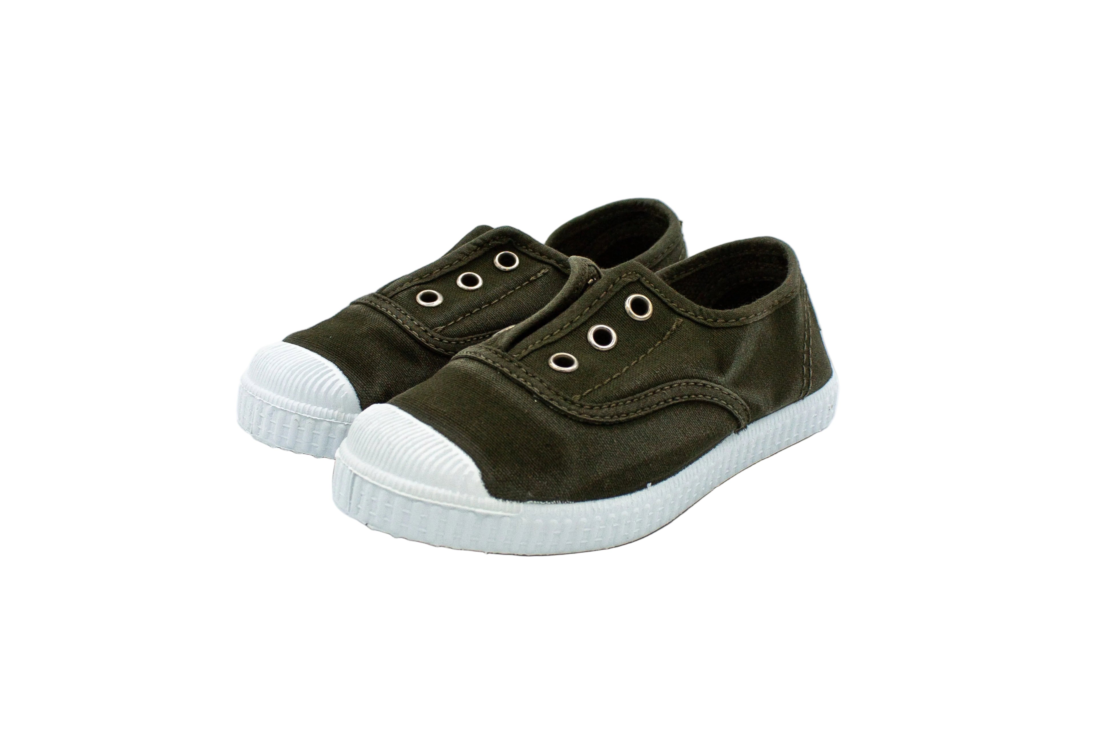 Cotton slip-on sneakers for kids in khaki