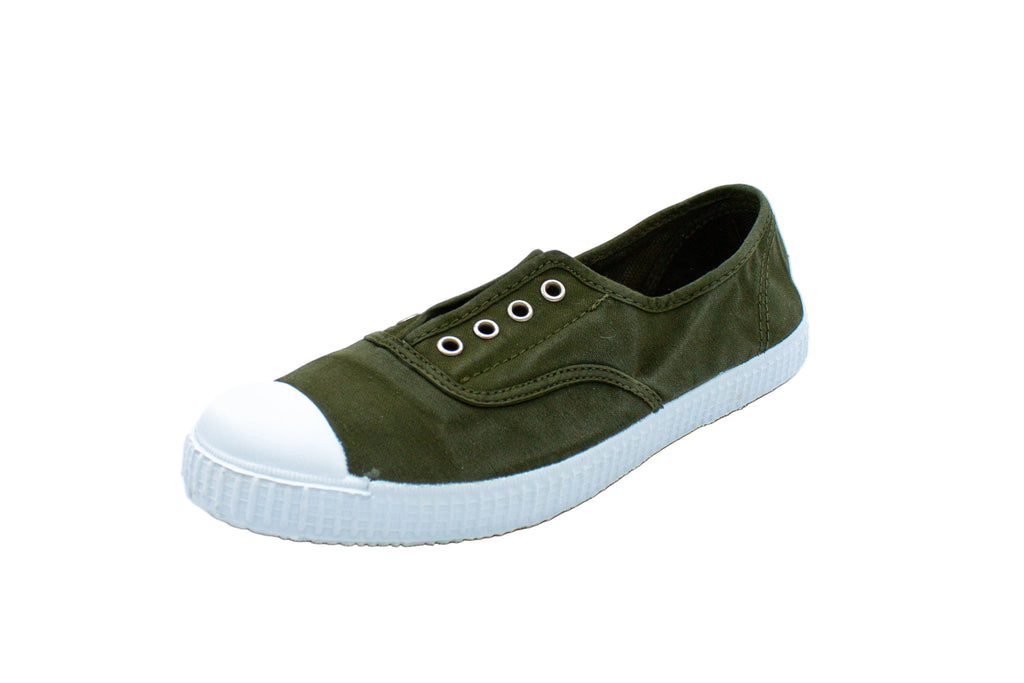 Cotton slip-on sneakers in khaki