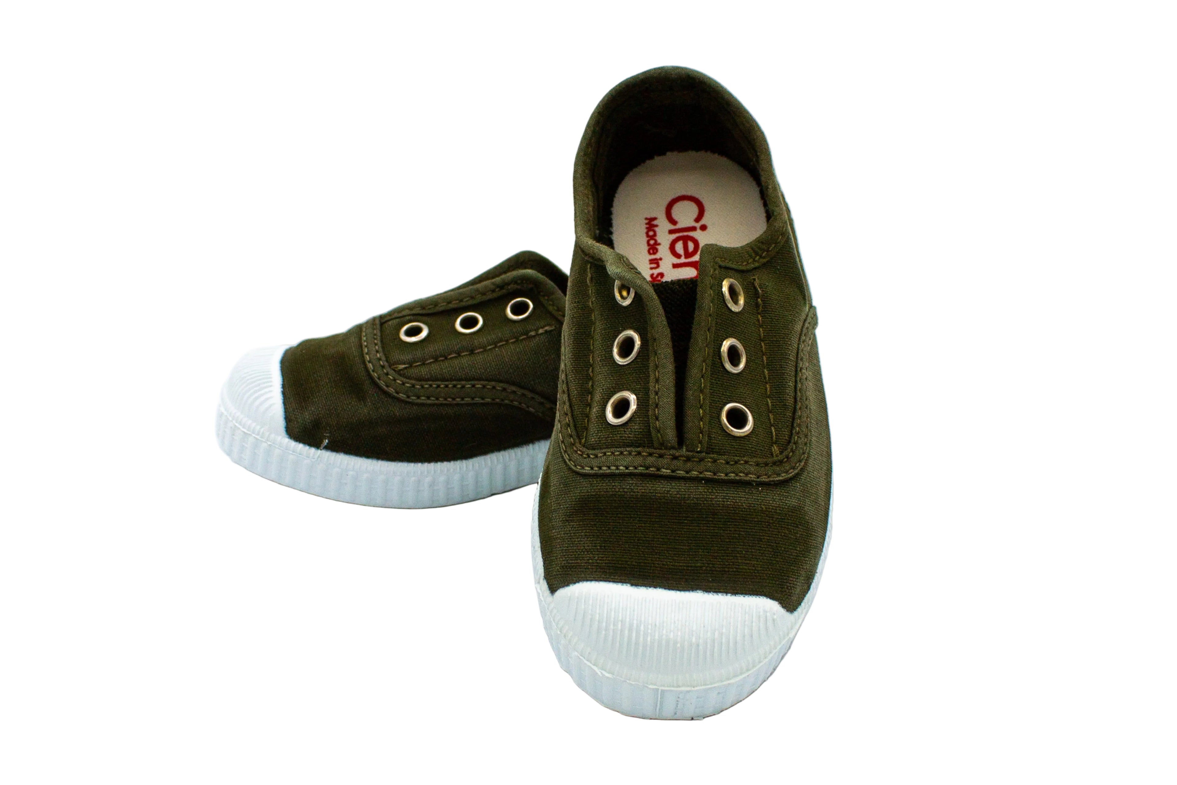 Cotton slip-on sneakers for kids in khaki
