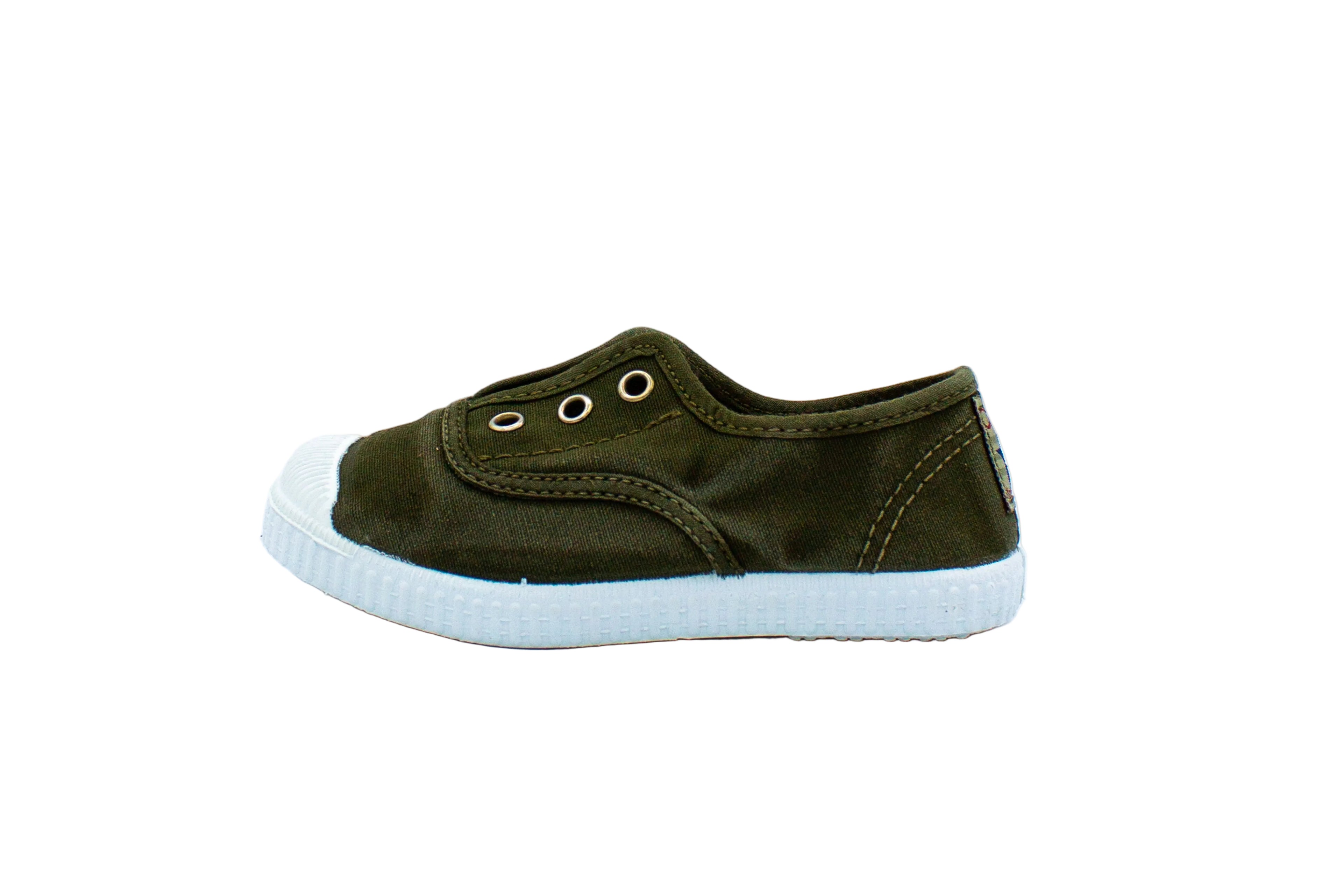 Cotton slip-on sneakers for kids in khaki