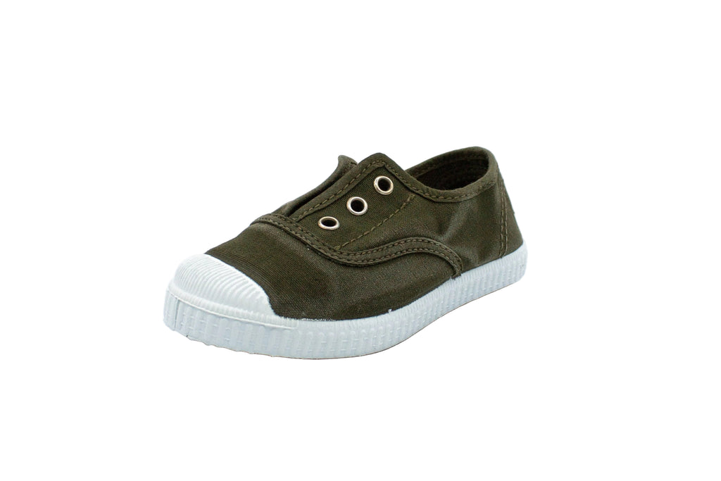 Cotton slip-on sneakers for kids in khaki