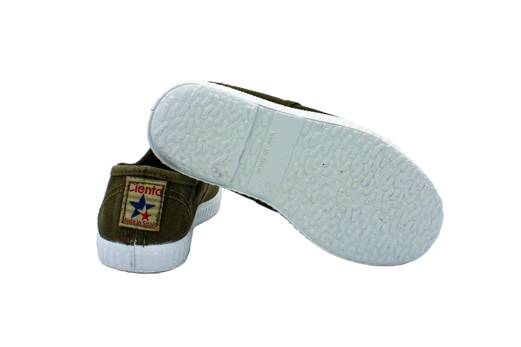 Cotton slip-on sneakers for kids in khaki