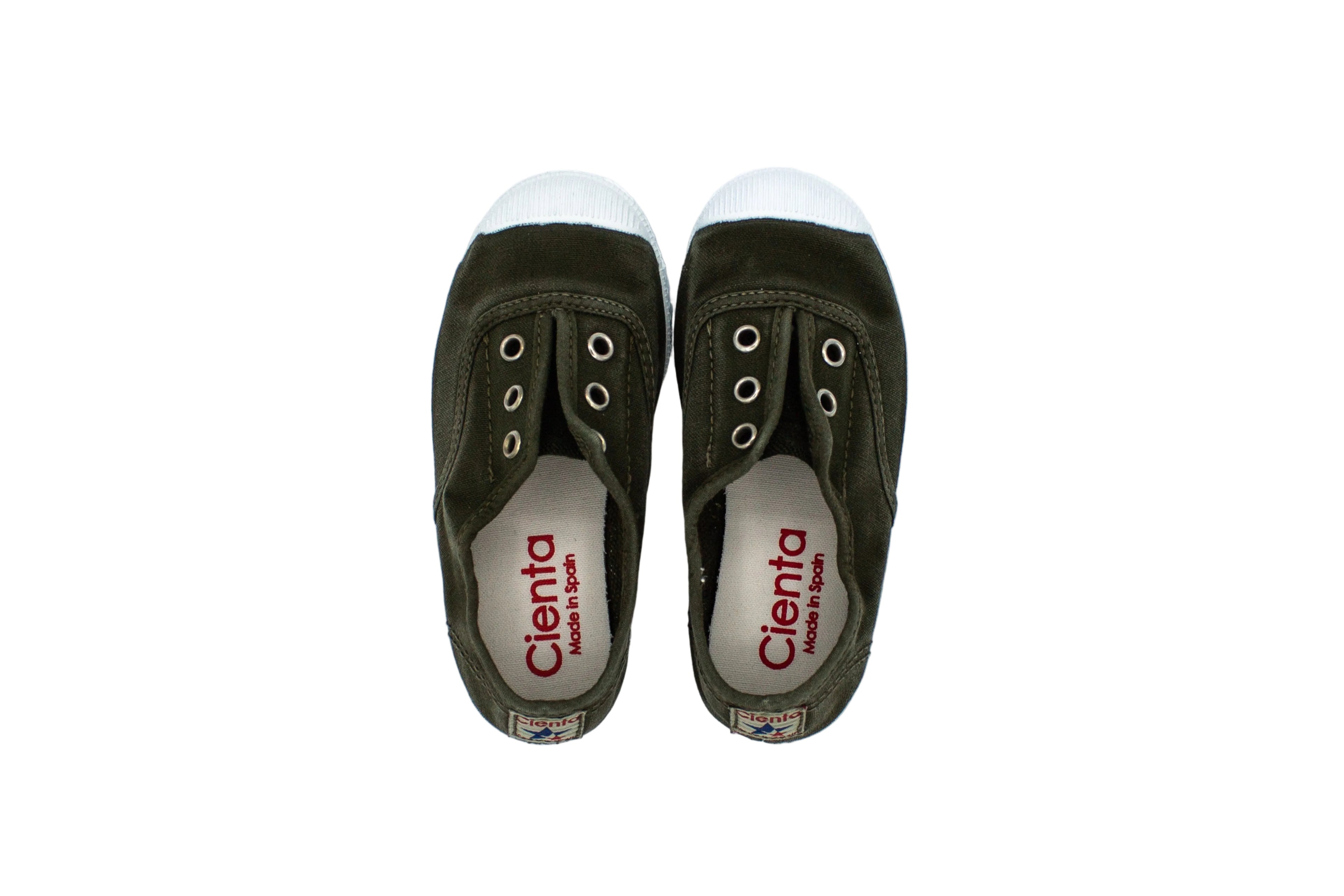 Cotton slip-on sneakers for kids in khaki