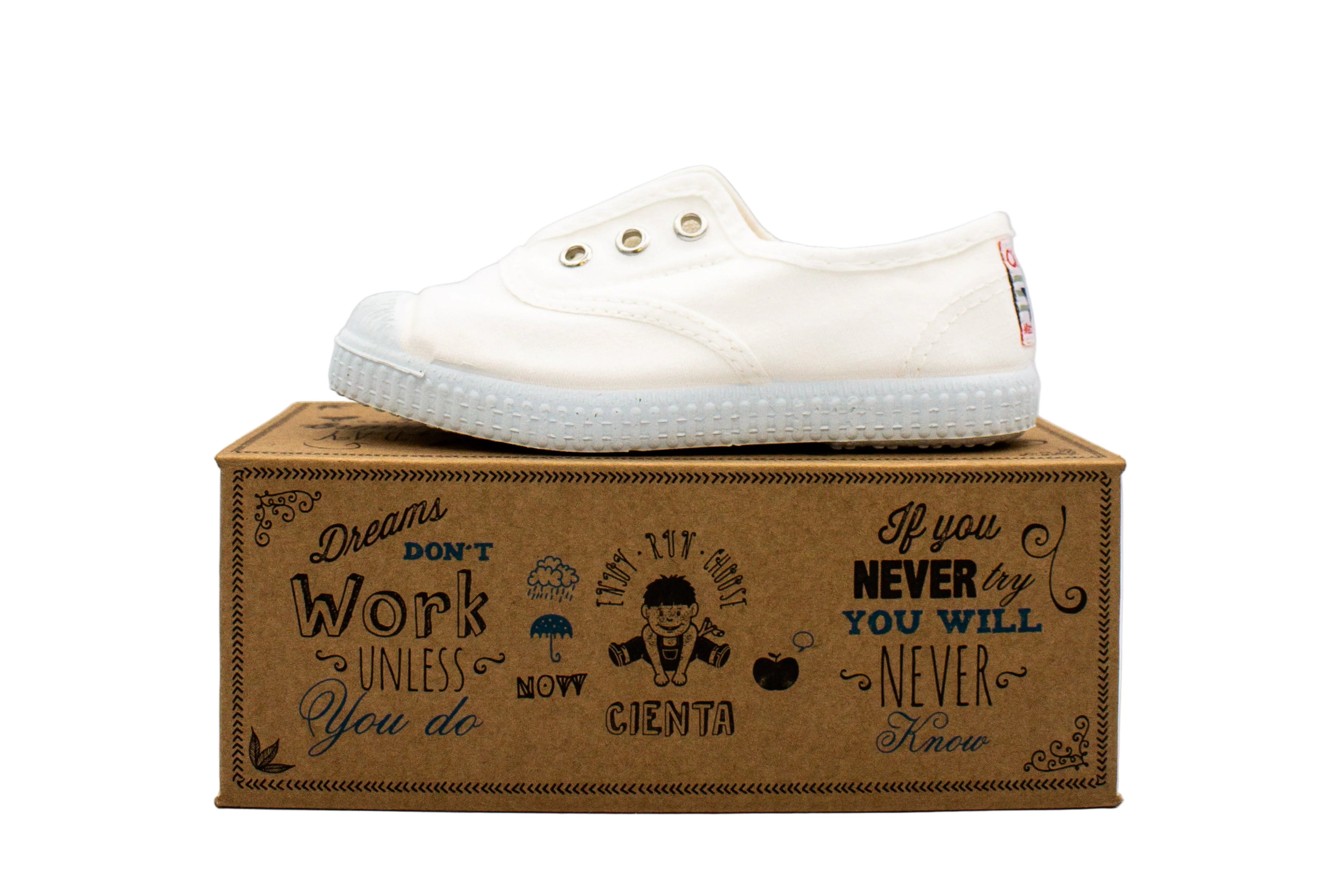 Sneakers slip-on in cotone da bambino bianco