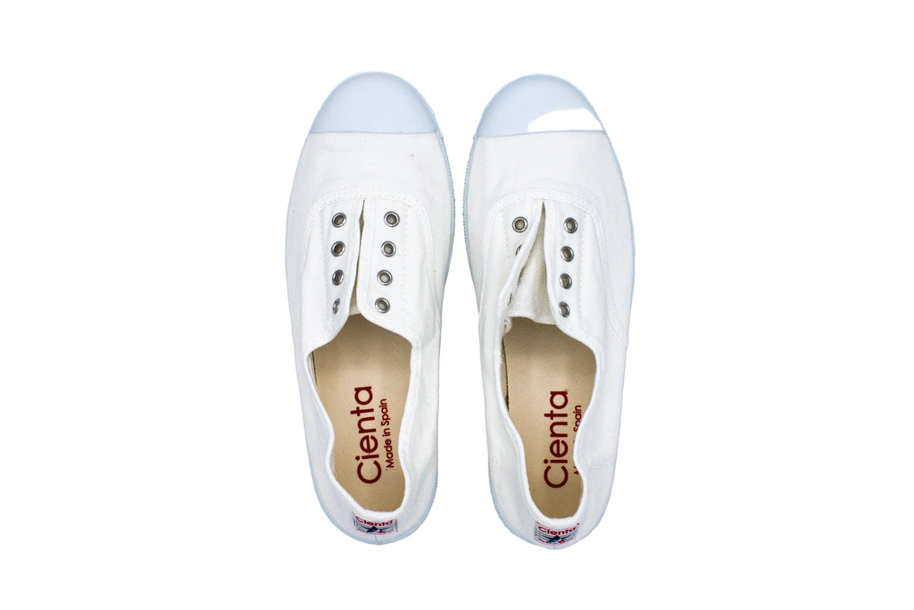 Sneakers slip-on in cotone bianco