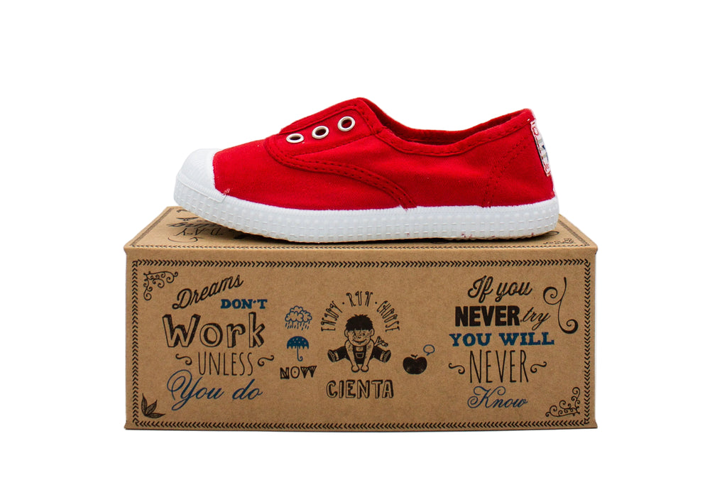 Sneakers slip-on in cotone da bambino rosso