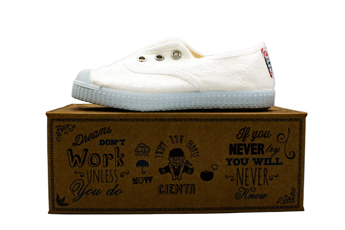 Sneakers slip-on in cotone da bambino bianco pizzo