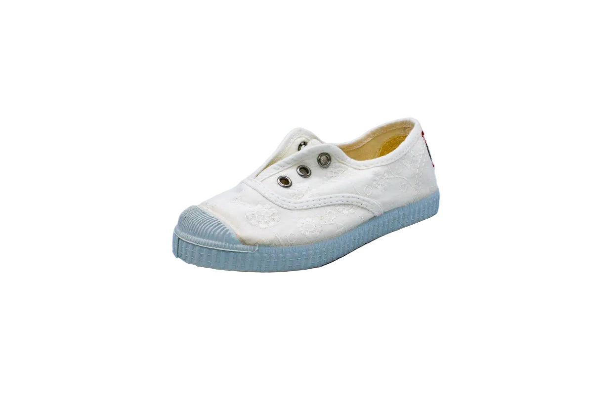 Sneakers slip-on in cotone da bambino bianco pizzo