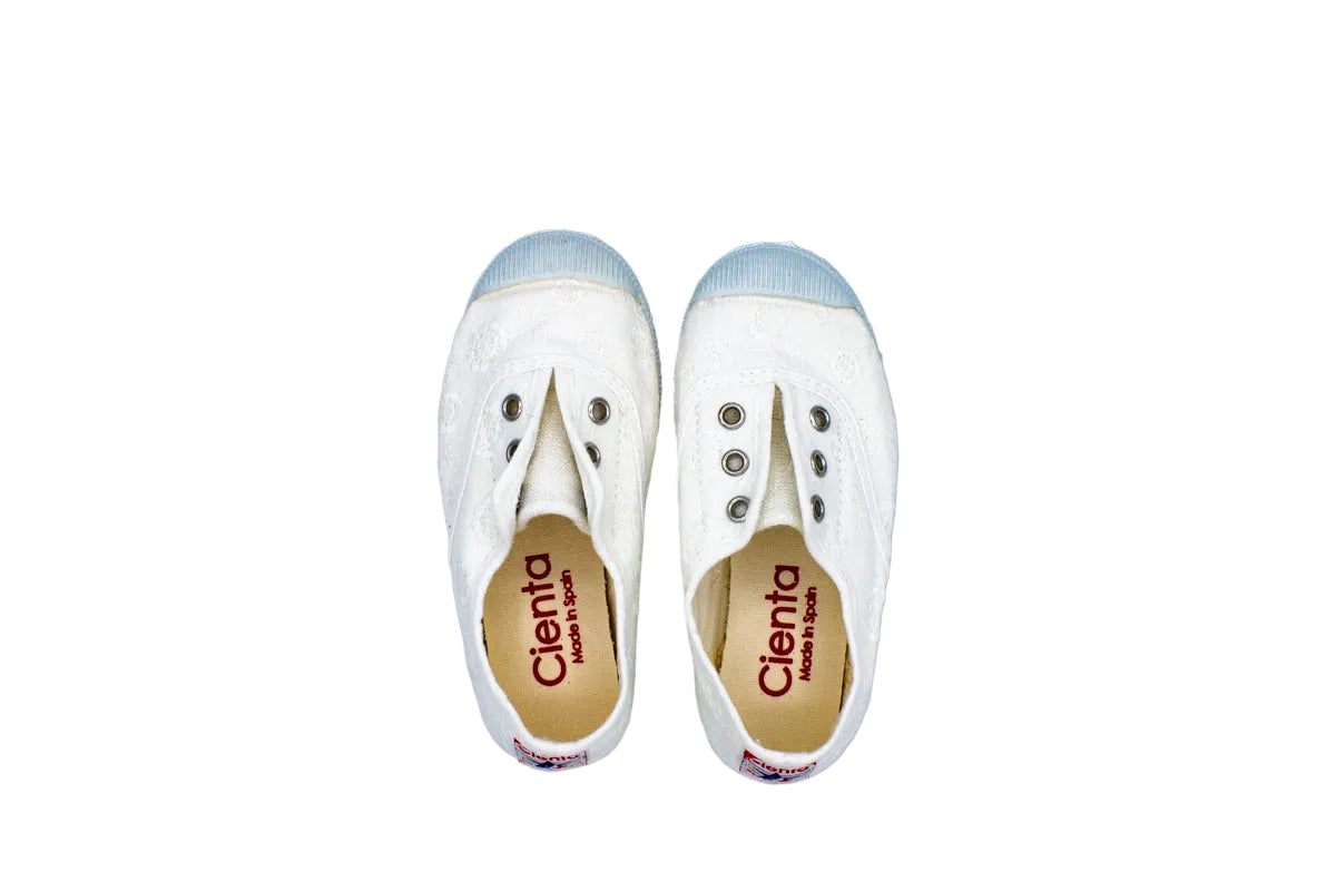 Sneakers slip-on in cotone da bambino bianco pizzo