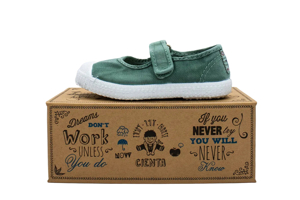 Ballerine in cotone con velcro da bambina albahaca