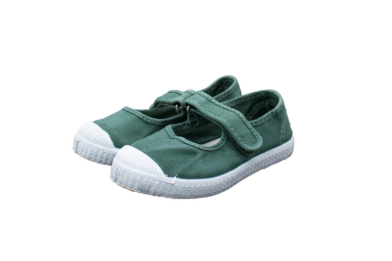 Ballerine in cotone con velcro da bambina albahaca
