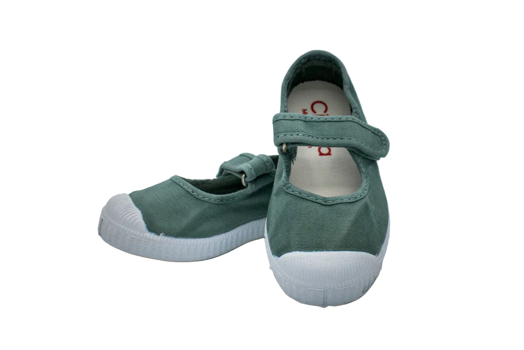 Ballerine in cotone con velcro da bambina albahaca