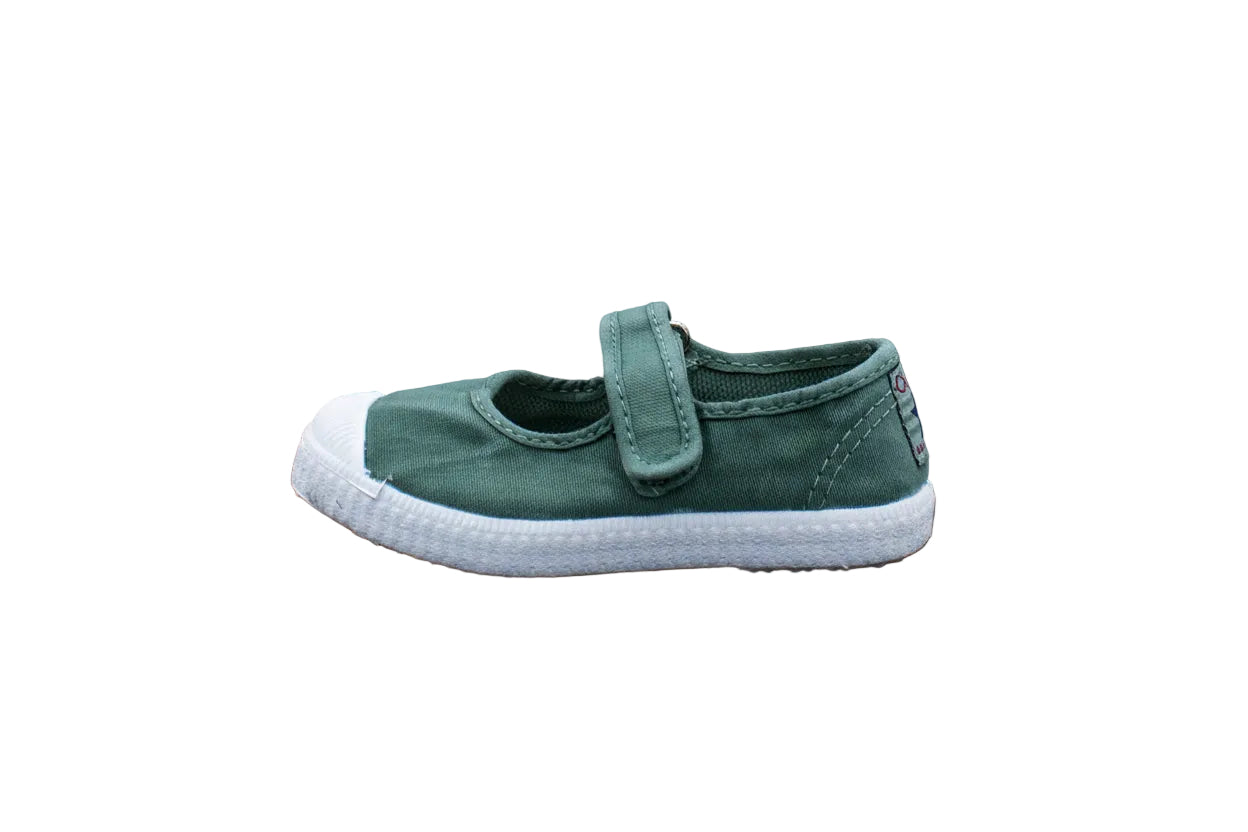 Ballerine in cotone con velcro da bambina albahaca