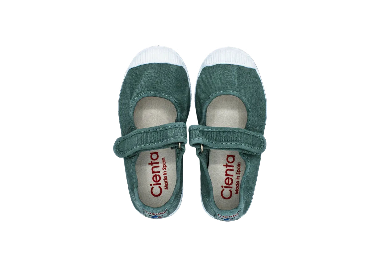 Ballerine in cotone con velcro da bambina albahaca