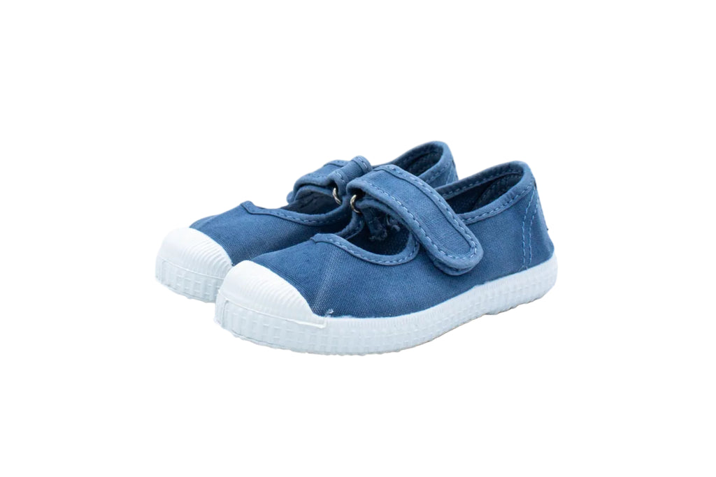 Ballerine in cotone con velcro da bambina tejano