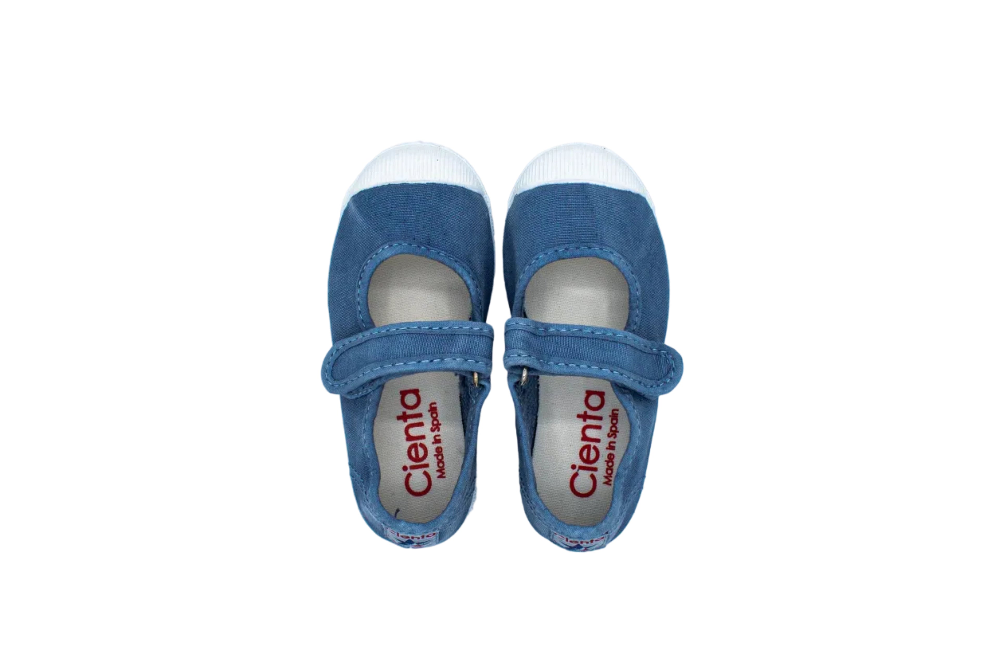 Ballerine in cotone con velcro da bambina tejano