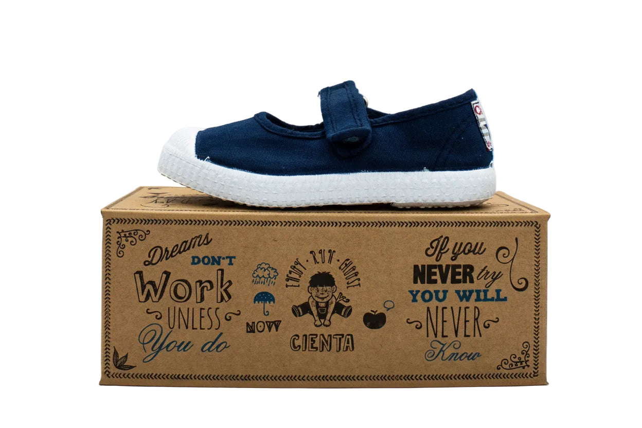 Cotton ballerinas with Velcro for girls in washed blue