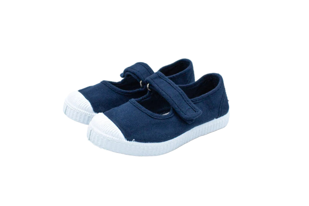 Cotton ballerinas with Velcro for girls in washed blue