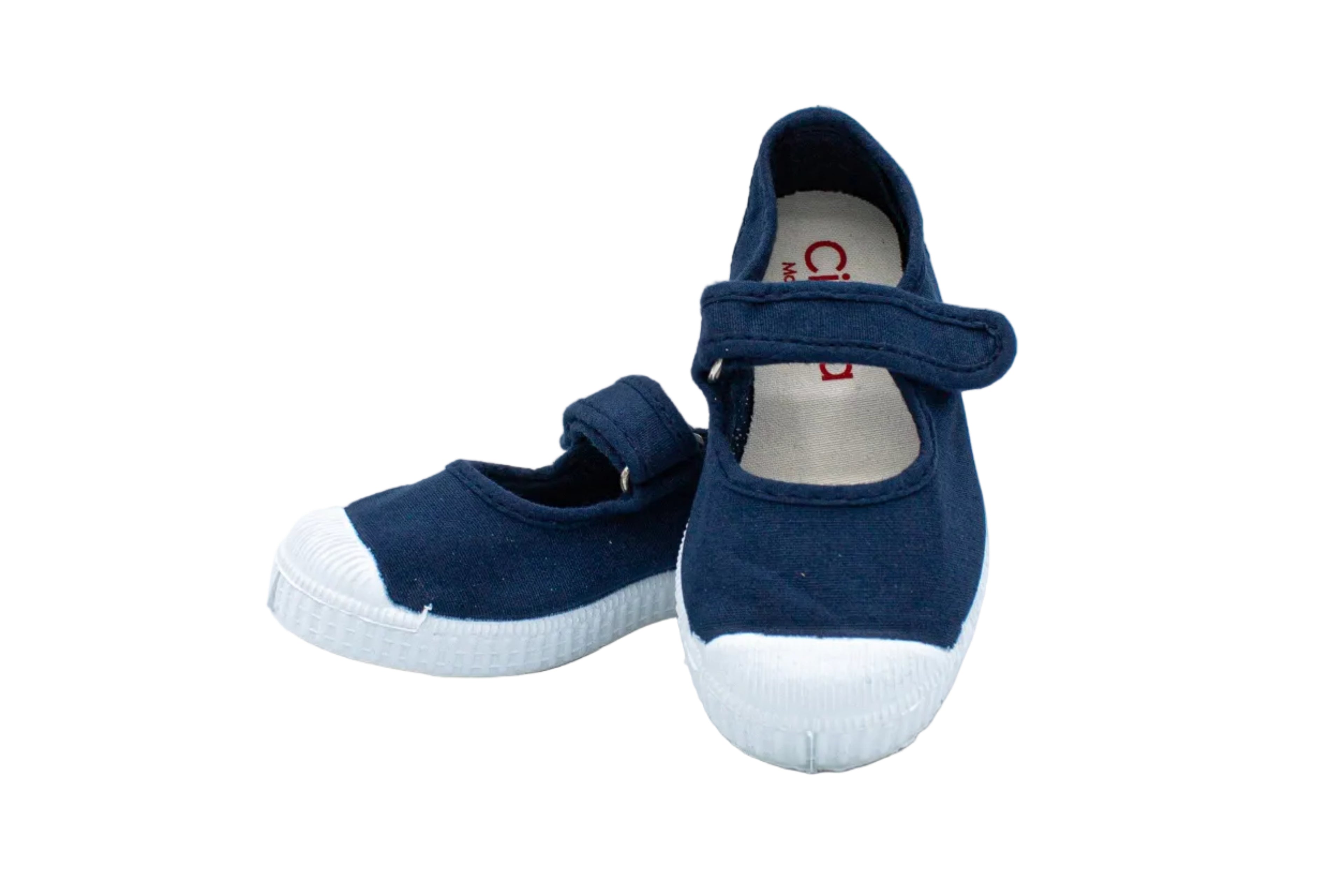 Cotton ballerinas with Velcro for girls in washed blue