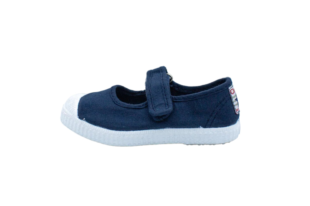 Cotton ballerinas with Velcro for girls in washed blue