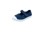 Cotton ballerinas with Velcro for girls in washed blue