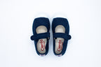 Cotton ballerinas with Velcro for girls in washed blue