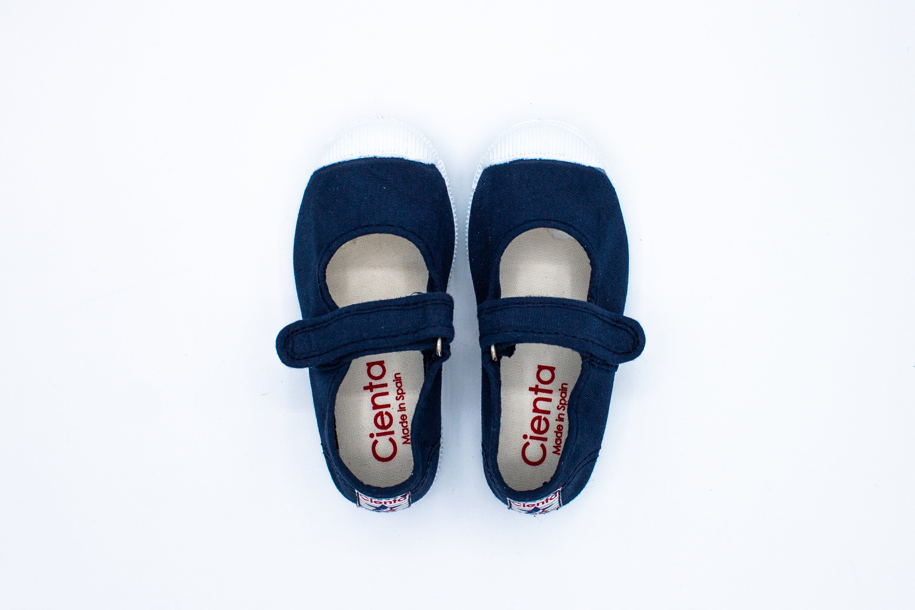 Cotton ballerinas with Velcro for girls in washed blue