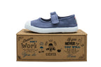 Cotton ballerinas with Velcro for girls in sky blue