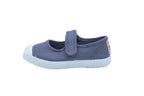 Cotton ballerinas with Velcro for girls in sky blue