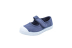 Cotton ballerinas with Velcro for girls in sky blue