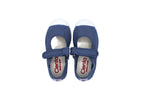 Cotton ballerinas with Velcro for girls in sky blue