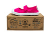Ballerine in cotone con velcro da bambina fucsia