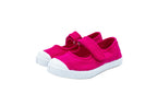 Cotton ballerinas with Velcro for girls in fuchsia