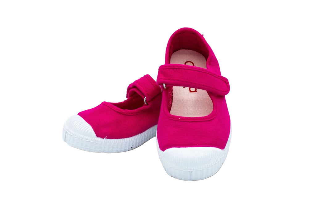 Cotton ballerinas with Velcro for girls in fuchsia