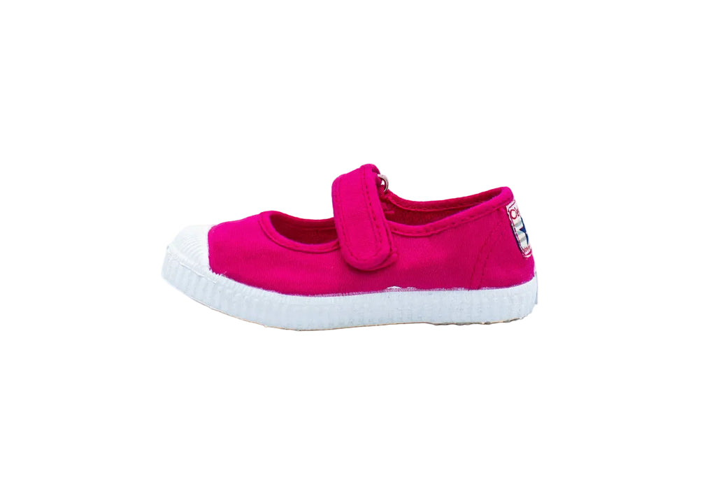 Cotton ballerinas with Velcro for girls in fuchsia