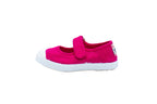Cotton ballerinas with Velcro for girls in fuchsia