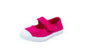 Cotton ballerinas with Velcro for girls in fuchsia