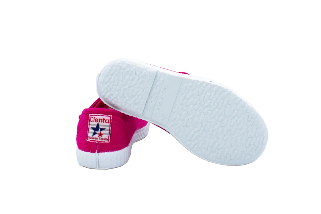 Cotton ballerinas with Velcro for girls in fuchsia
