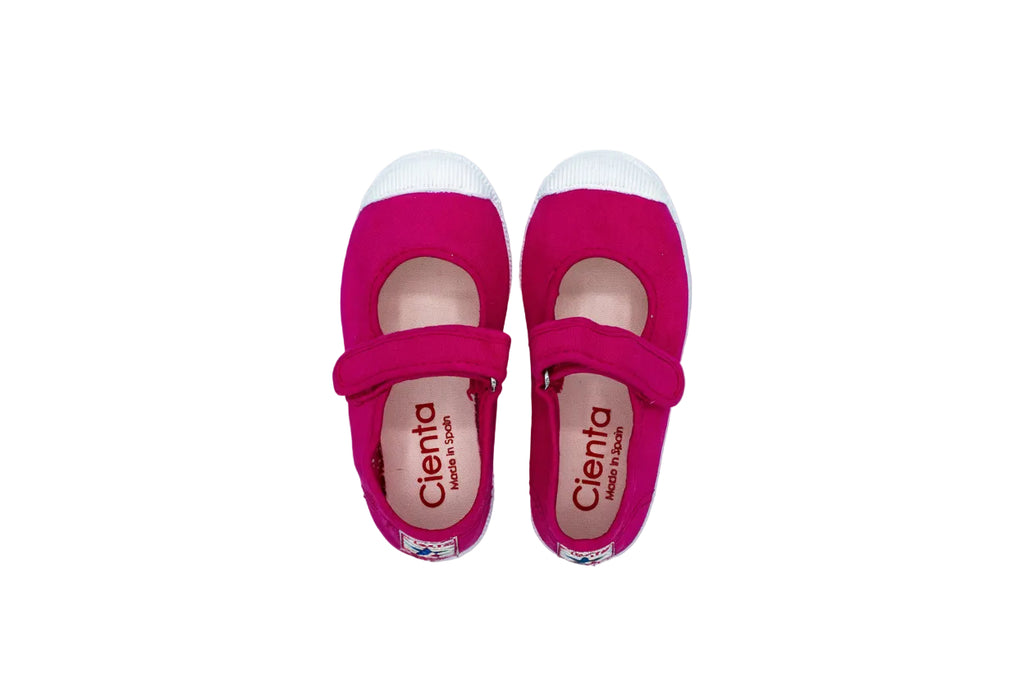 Cotton ballerinas with Velcro for girls in fuchsia