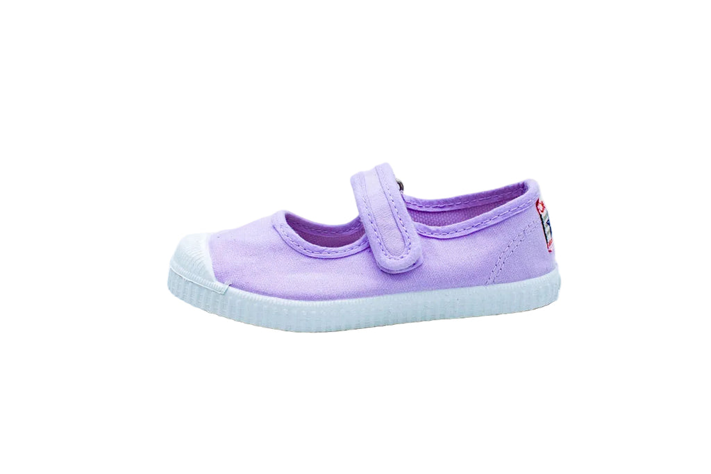 Ballerine in cotone con velcro da bambina lilla