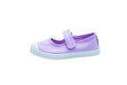 Ballerine in cotone con velcro da bambina lilla
